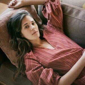 The Noah Dress in Spiced Crinkle Stripe EUC